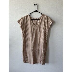 Madewell Women's Button-Back Easy Dress In Stripe Clay and White Size Small